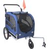 Dog Bike Trailer, Supports up to 100 lbs, 2-in-1 Pet Stroller Cart Bicycle Carrier, Easy Folding Cart Frame with Quick Release Wheels